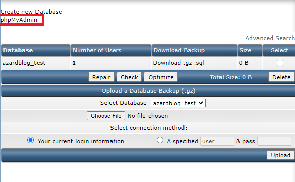 how to create db in directadmin 05 - آموزش تصویری ساخت دیتابیس در دایرکت ادمین Directadmin