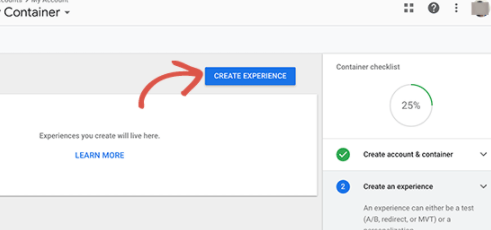 ساخت experience در Google Optimize