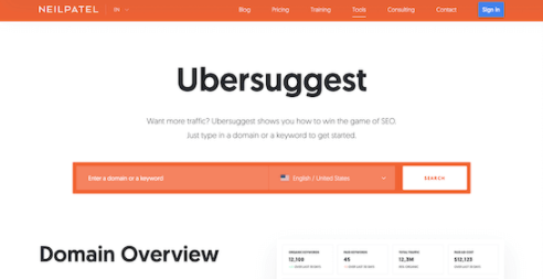 ابزار آنلاین بررسی ترافیک سایت - Ubersuggest