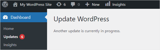 how to fix another update in process error in wordpress 01 - نحوه رفع ارور Another Update is Currently in Progress در وردپرس
